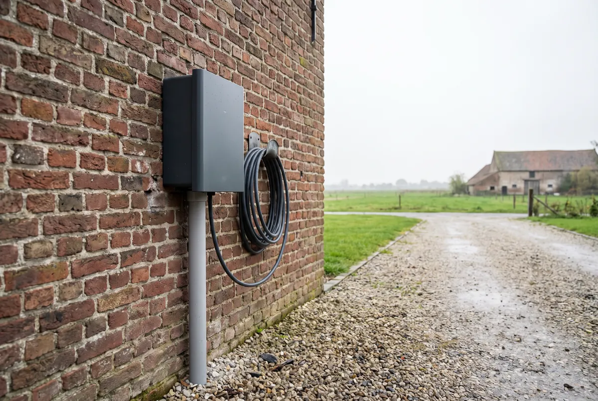 Laadpaal aan de gevel van een woning