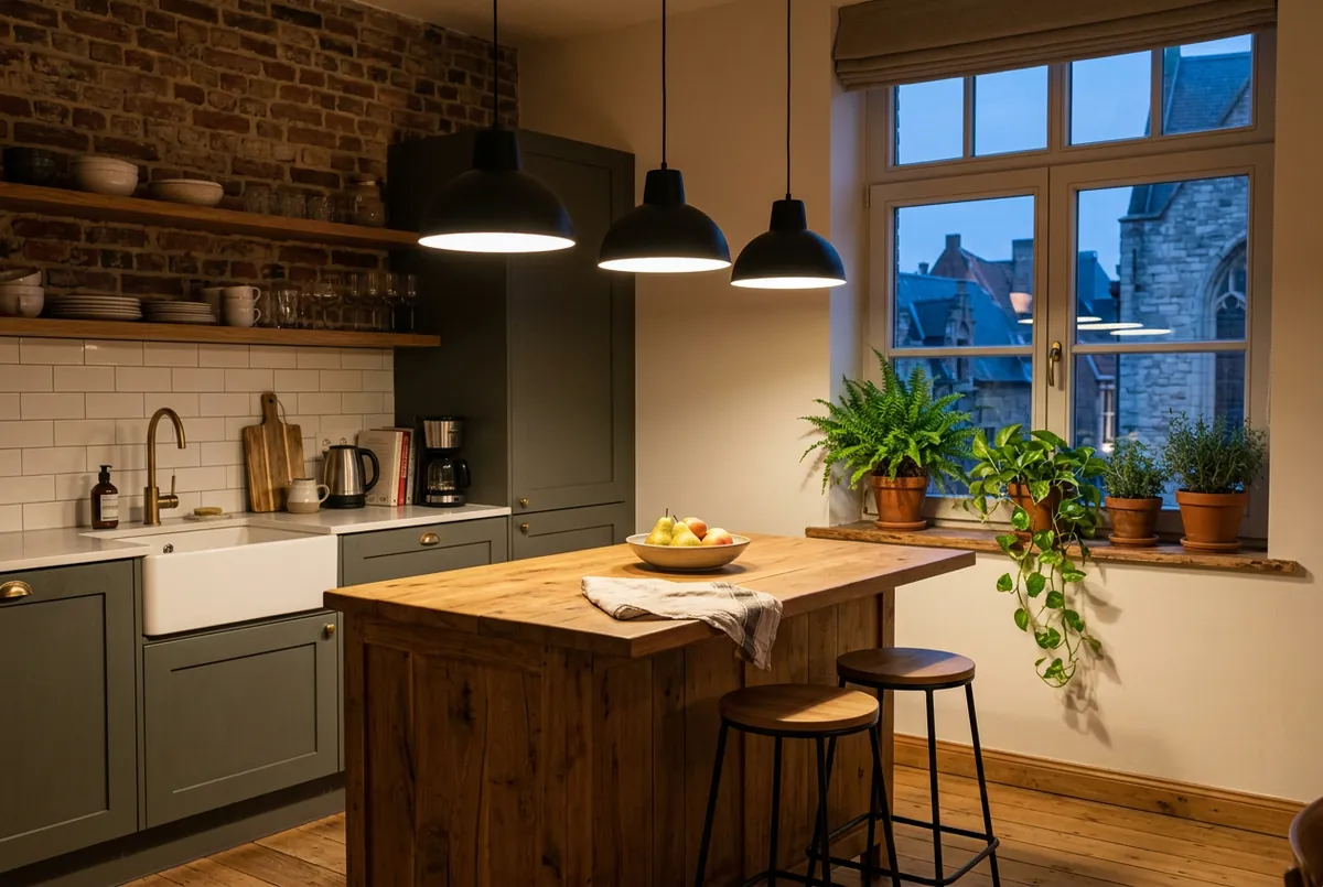 Nieuwe hanglampen in een keuken