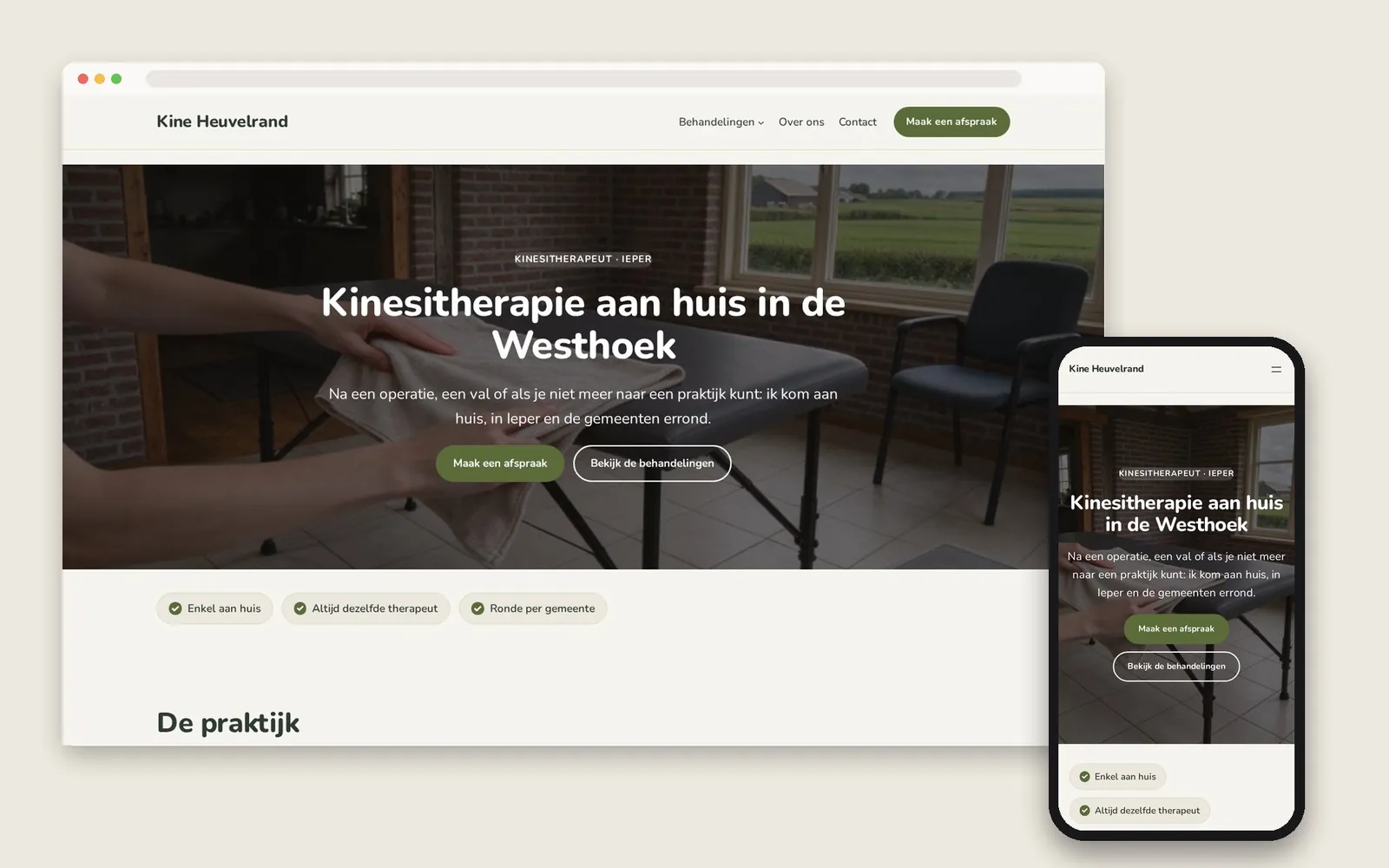 De website van Kine Heuvelrand op computer en gsm