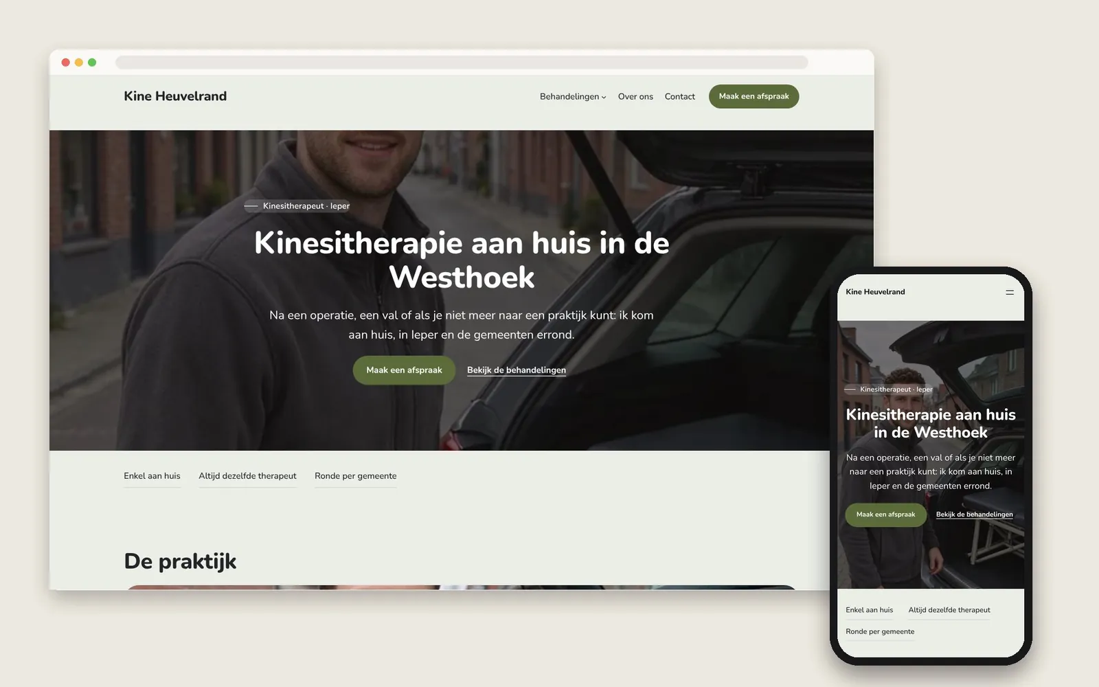 De website van Kine Heuvelrand op computer en gsm