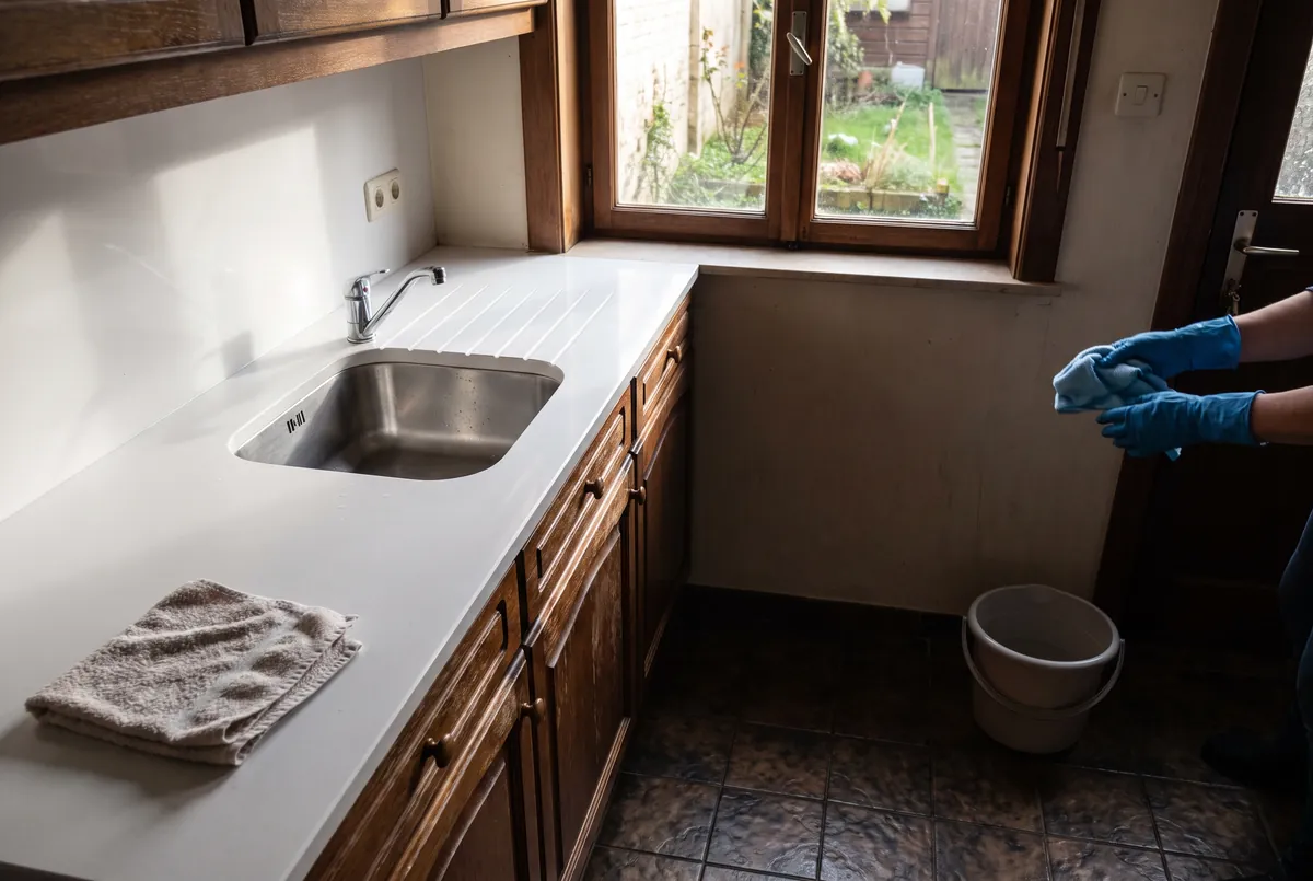Propere keuken in een rijwoning na de wekelijkse beurt