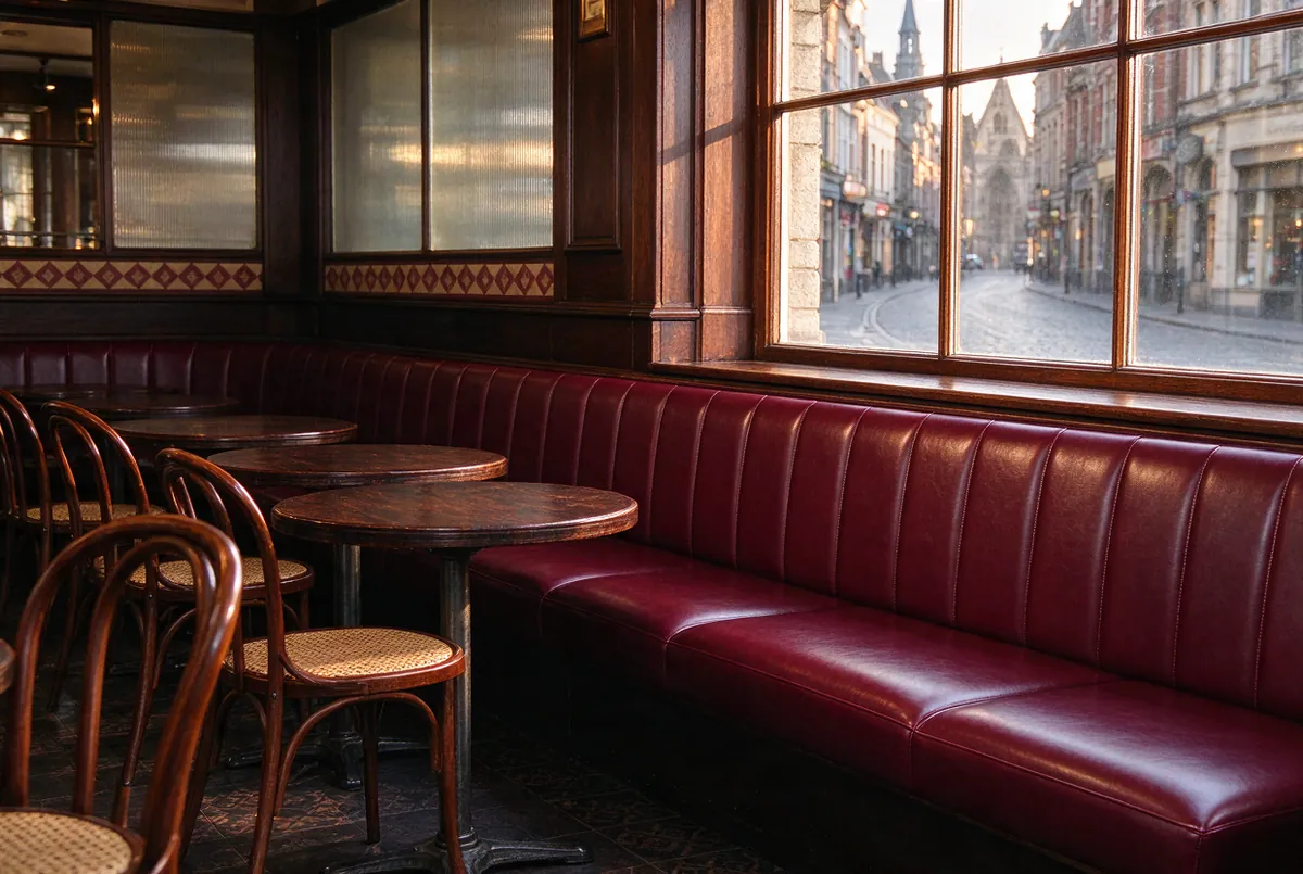 Opnieuw beklede bank in een café